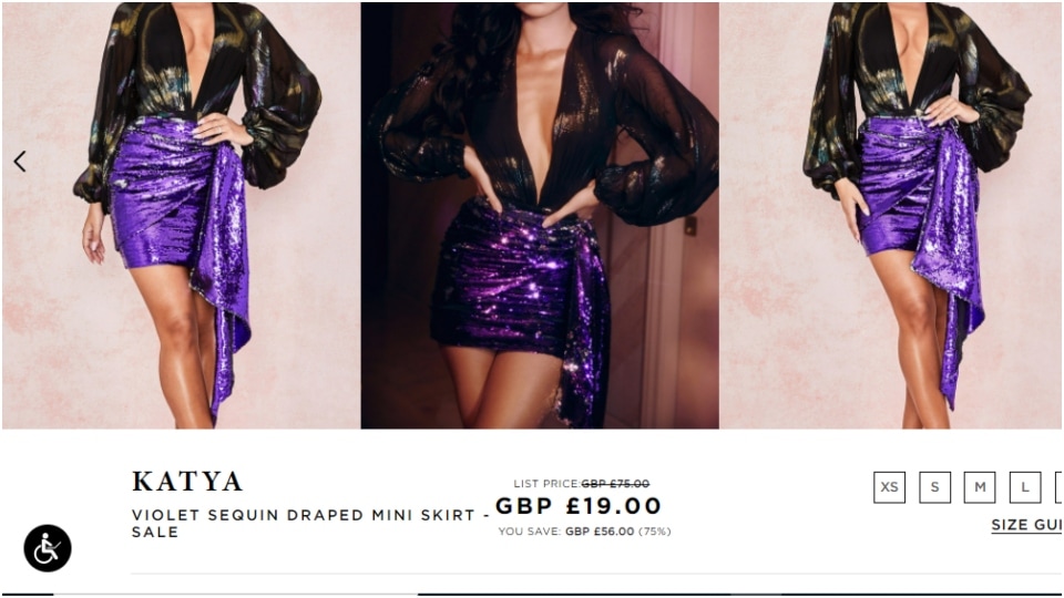 The violet sequin draped skirt. (houseofcb.com)