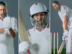 Kapil Dev with gloves, helmet and a bat is gold. (Twitter/Screengrab) Kapil Dev with gloves, helmet and a bat is gold. (Twitter/Screengrab)