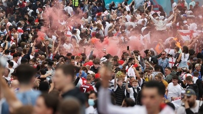 Fans gather for Italy v England - Wembley Stadium, London, Britain - July 11, 2021 (Reuters)