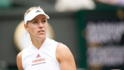FILE PHOTO: Jul 8, 2021; London, United Kingdom; Angelique Kerber (GER) seen on court playing Ashleigh Barty (AUS) in the womenÕs singles quarter final match at All England Lawn Tennis and Croquet Club. Mandatory Credit: Peter van den Berg-USA TODAY Sports (USA TODAY Sports)