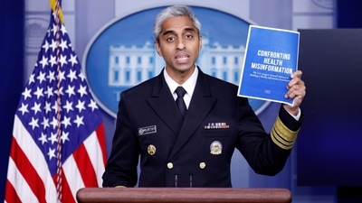 United States surgeon general Vivek Murthy delivers remarks during a news conference at the White House in Washington. (Reuters)