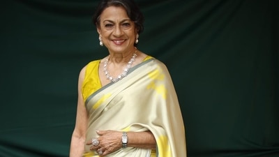 The stunning 77-year-old looked radiant with her hair tied at the back, a side parting and pearl and diamond earrings and necklace adorned her beautiful face. She also sported a diamond kada, rings all from Anmol Jewellers. (Instagram) The stunning 77-year-old looked radiant with her hair tied at the back, a side parting and pearl and diamond earrings and necklace adorned her beautiful face. She also sported a diamond kada, rings all from Anmol Jewellers. (Instagram)