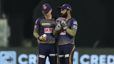 Eoin Morgan and Dinesh Karthik (IPL) Eoin Morgan and Dinesh Karthik (IPL)