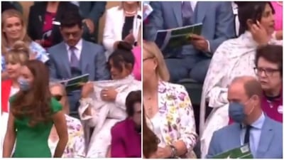 Priyanka Chopra seen with Prince William and Kate Middleton in the screengrab. Priyanka Chopra seen with Prince William and Kate Middleton in the screengrab.