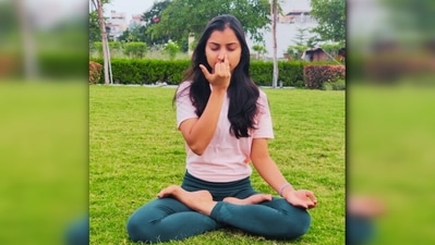 Anulom Vilom: Sit down on your mat with your legs folded, back straight and chin upright. Use your thumb and ring finger to block one nostril while you breathe in from the other thenn block the other nostril and breath out from the other. Repeat the same 15 to 20 times.  (Instagram/@bodypourge)