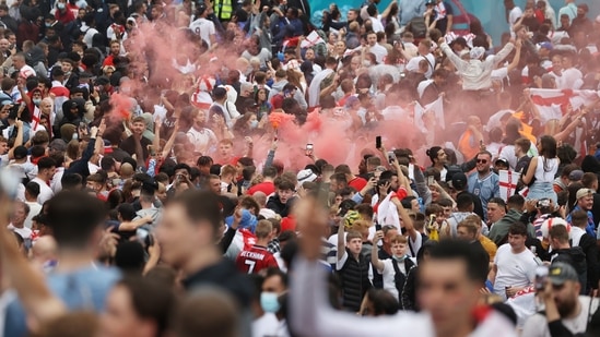 Fans gather for Italy v England - Wembley Stadium, London, Britain - July 11, 2021 (Reuters)