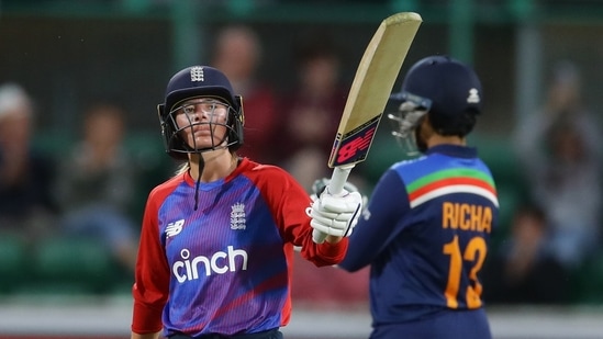 England's Danni Wyatt celebrates her half-century(REUTERS)