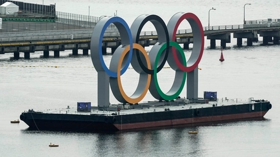 The large Olympic rings are displayed in the Odaiba section of Tokyo ahead of the 2020 Summer Olympics(AP)