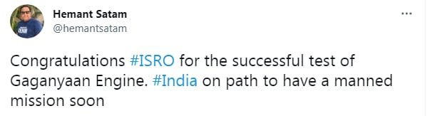 Isro successfully conducts 3rd test of Vikas Engine for Gaganyaan, tweeple react. (Twitter)