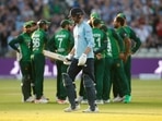 Pakistan cricket team players during an ODI against England