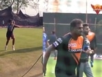 Muttiah Muralitharan's son in action.