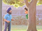A scene showcasing the turban-wearing Sikh character from Pixar's Turning Red.