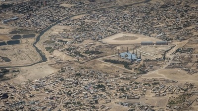 An aerial view shows a mosque at a residential area on the outskirts of Kabul, Afghanistan on July 1. (Danish Siddiqui / REUTERS)