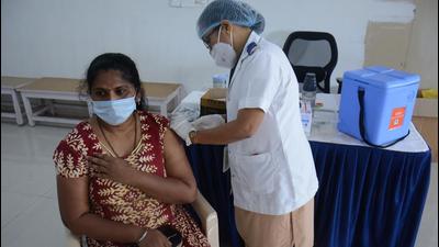 A beneficiary gets vaccinated at a Post Covid Vaccination Centre in Thane, Mumbai on Thursday, July 15. (Praful Gangurde / HT photo) A beneficiary gets vaccinated at a Post Covid Vaccination Centre in Thane, Mumbai on Thursday, July 15. (Praful Gangurde / HT photo)