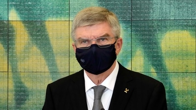 International Olympic Committee President Thomas Bach speaks during his visit at Hiroshima Memorial Museum in Hiroshima, Japan July 16, 2021. Eugene Hoshiko/Pool via REUTERS (REUTERS)
