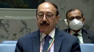 Foreign secretary Harsh Vardhan Shringla addresses told an UNSC meeting on protection of civilians in armed conflict there needs to be zero tolerance for terrorism . (File photo) Foreign secretary Harsh Vardhan Shringla addresses told an UNSC meeting on protection of civilians in armed conflict there needs to be zero tolerance for terrorism . (File photo)