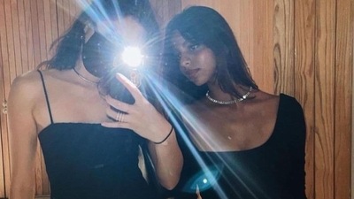 For her night out with friends as well, Suhana opted for a not-so-classic 'Little Black Dress' that was a very modern take on the classic piece of clothing.  (Instagram)