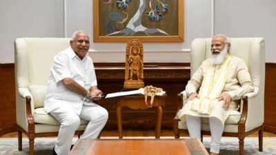 Karnataka chief minister BS Yediyurappa met Prime Minister Narendra Modi in Delhi on Friday. (@BSYBJP/Twitter)