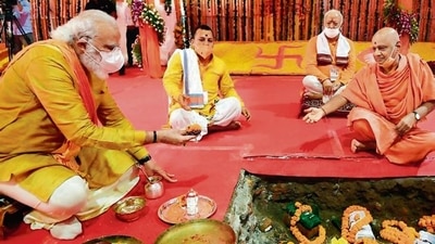 File photo of Prime Minister Narendra Modi taking part at the Ram Temple 'Bhoomi Pujan'. (ANI) File photo of Prime Minister Narendra Modi taking part at the Ram Temple 'Bhoomi Pujan'. (ANI)