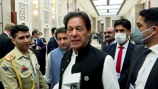 Pakistan Prime Minister Imran Khan speaks to the media, in Tashkent on Friday.(ANI Photo) Pakistan Prime Minister Imran Khan speaks to the media, in Tashkent on Friday.(ANI Photo)