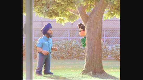 A scene showcasing the turban-wearing Sikh character from Pixar's Turning Red.(Pixar)
