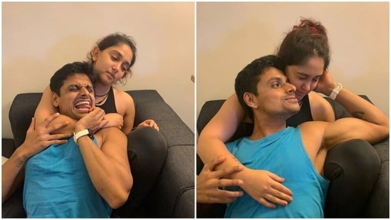 Ira Khan and Nupur Shikhare cuddling in pictures.