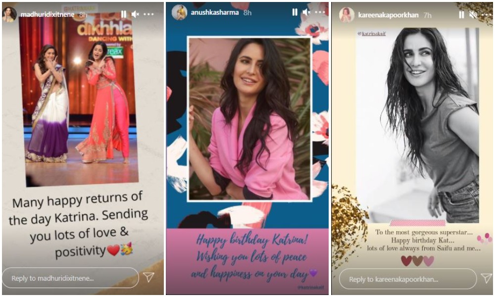 Madhuri Dixit, Kareena Kapoor and Anushka Sharma's birthday wishes. Madhuri Dixit, Kareena Kapoor and Anushka Sharma's birthday wishes.