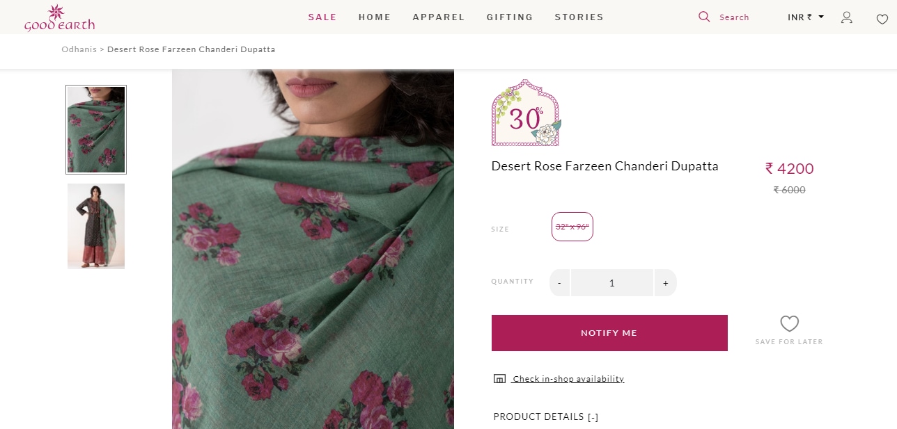 Mira Rajput's dupatta from Good Earth(goodearth.in)