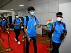Indian Olympic players during the sending-off ceremony from Delhi Airport for Tokyo Olympics, in New Delhi. (ANI Photo) Indian Olympic players during the sending-off ceremony from Delhi Airport for Tokyo Olympics, in New Delhi. (ANI Photo)