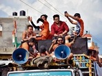 Pilgrims arrive in Ghaziabad from Haridwar, in 2019. (Ht Archive) Pilgrims arrive in Ghaziabad from Haridwar, in 2019. (Ht Archive)
