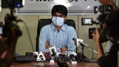 GB Nagar district magistrate Suhas Lalinakere Yathiraj (Suhas LY) interacted with media at his Sector 27 office in Noida. GB Nagar district magistrate Suhas Lalinakere Yathiraj (Suhas LY) interacted with media at his Sector 27 office in Noida.