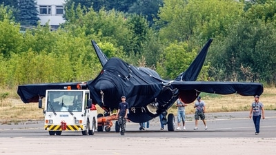 Hidden under tarpaulin, a prospective Russian fighter jet is seen being towed to a parking spot before its presentation at the Moscow international air show in Zhukovsky outside Moscow, Russia, Thursday, July 15, 2021. (AP) Hidden under tarpaulin, a prospective Russian fighter jet is seen being towed to a parking spot before its presentation at the Moscow international air show in Zhukovsky outside Moscow, Russia, Thursday, July 15, 2021. (AP)