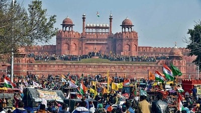A group of farmers protesting the Centre’s agriculture laws stormed the Red Fort on January 26. (Sanjeev Verma/HT Archive) A group of farmers protesting the Centre’s agriculture laws stormed the Red Fort on January 26. (Sanjeev Verma/HT Archive)