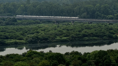 Social media posts claimed there were “three blasts”, officials dismissed it as common occurrence of panto flashing — when foreign materials come in contact with the pantograph and overhead wires. (PTI) Social media posts claimed there were “three blasts”, officials dismissed it as common occurrence of panto flashing — when foreign materials come in contact with the pantograph and overhead wires. (PTI)