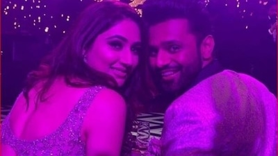 Rahul Vaidya and Disha Parmar at their reception.