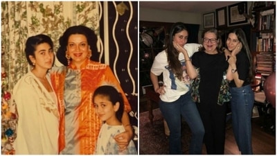 Kareena Kapoor shared a picture with sister Karisma Kapoor and mom Babita. Kareena Kapoor shared a picture with sister Karisma Kapoor and mom Babita.