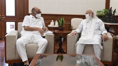 NCP Chief Sharad Pawar with PM Narendra Modi in Delhi. (Photo: Twitter/ PMO)
