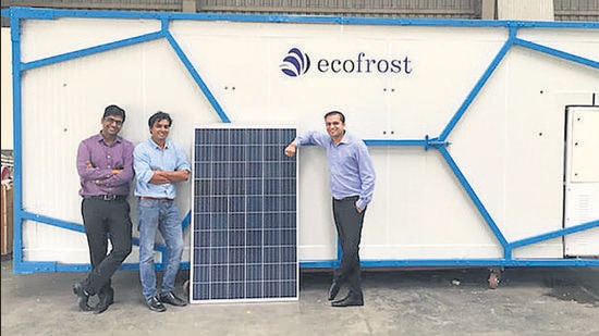 From left: Prateek Singhal, Vivek Pandey and Devendra Gupta, founders of Ecozen. The Pune-based agri-tech startup empowers farming sector through technology and perishables-friendly marketplace (HT)