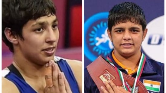 Tokyo Olympics: The tale of Anshu (LEFT) and Sonam Malik, young members of India's wrestling squad.(HT COLLAGE)