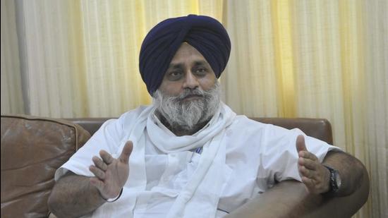 Shiromani Akali Dal (SAD) president and former Punjab deputy CM Sukhbir Singh Badal. (HT photo)