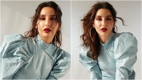 Nora Fatehi is ultra glam in <span class='webrupee'>₹</span>23k leather mini dress and bold red lips, see pics and video(Instagram/@norafatehi)