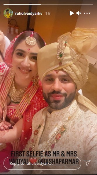 Rahul Vaidya and Disha Parmar's 'first selfie' as a married couple.
