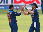 Kuldeep Yadav and Shikhar Dhawan celebrate the dismissal of Sri Lanka's Bhanuka Rajapaksa during the first ODI(AP) Kuldeep Yadav and Shikhar Dhawan celebrate the dismissal of Sri Lanka's Bhanuka Rajapaksa during the first ODI(AP)