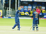 India captain Shikhar Dhawan (L) and Ishan Kishan (R) during the 1st ODI against Sri Lanka in Colombo(BCCI)