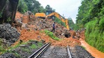 Heavy rainfall led to landslide between Mangalore Junction and Thokur railway station. (PTI Photo) Heavy rainfall led to landslide between Mangalore Junction and Thokur railway station. (PTI Photo)