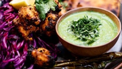 Tandoori chicken: In episode 19, restaurateur Scott Pickett gave a challenge to the contestants to make a dish cooked with fire. Depinder went for the classic tandoori chicken with pillowy naans and coriander chutney.  (Instagram/@depinder_)
