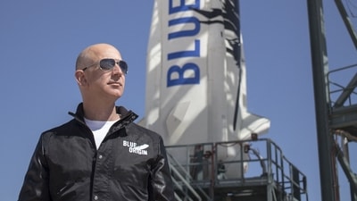Jeff Bezos, founder of Blue Origin, at New Shepard's West Texas launch facility. (AFP File Photo)