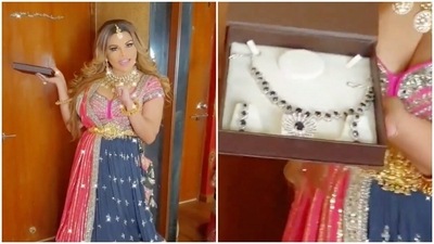 Rakhi Sawant shared a video of the necklace she gifted to Disha. Rakhi Sawant shared a video of the necklace she gifted to Disha.