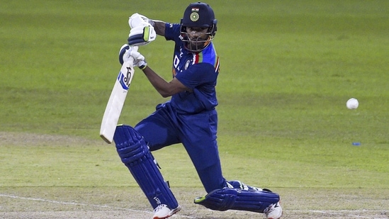 India's Shikhar Dhawan plays a shot during first ODI match against Sri Lanka(ICC / Twitter)