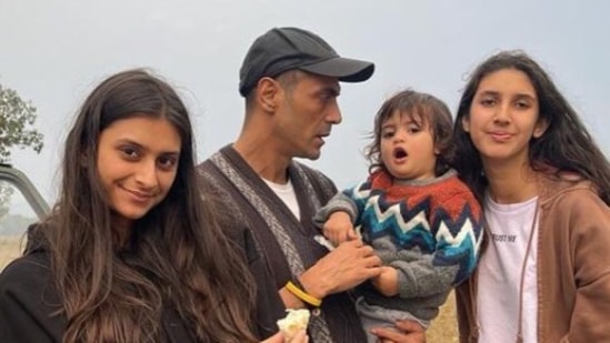 Arjun Rampal with his three kids -- Arik, Mahikaa and Myra.